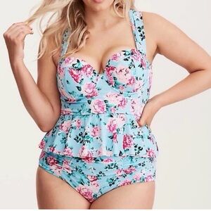 Torrid Floral Pink and Blue Bikini bottom